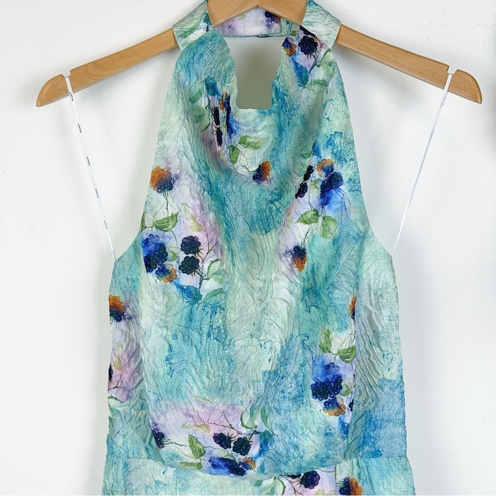Elliatt Vixen Halter Mini Dress	in Green Blue Multi Size Small - Picture 8 of 11